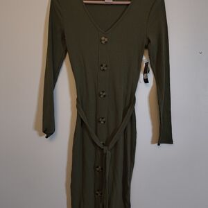 No Boundaries Olive Long Sleeve Dress XS NWT